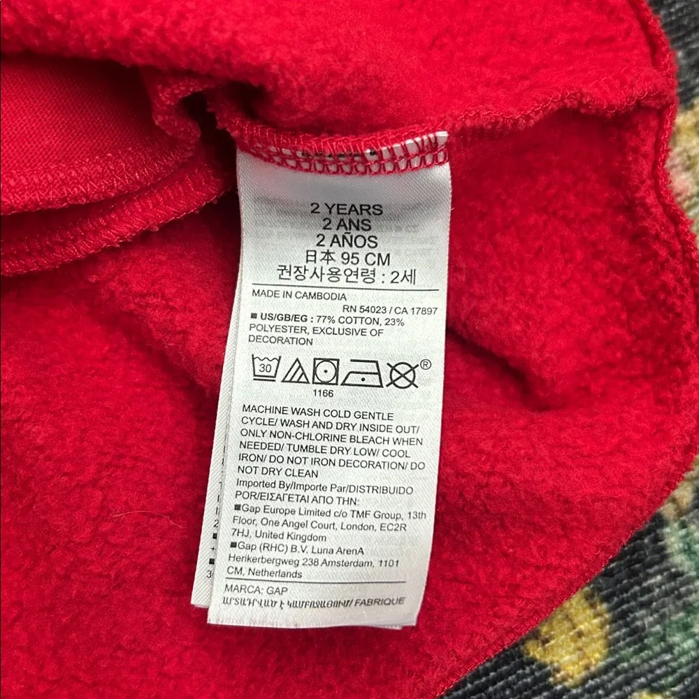 Gap Toddler Red Sweatshirt Ruffle Dress, Size 2T